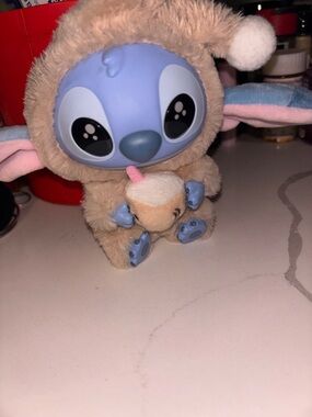 Stitch Plush in Beige Hoodie Miniso